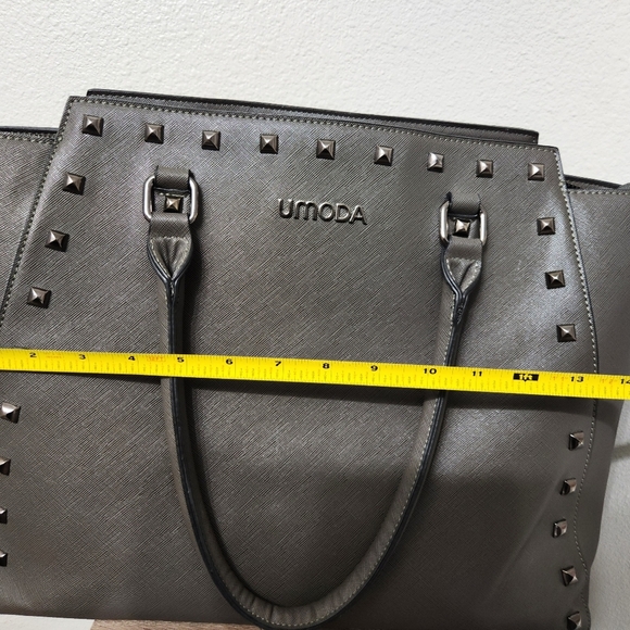 Umoda Gray Studded Laptop Bag Faux Leather - Picture 10 of 10